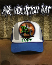 H009 Personalized Airbrushed Tractor Snapback Trucker Hat