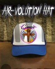 H010 Personalized Airbrushed Angel Wings Christian Cross Snapback Trucker Hat