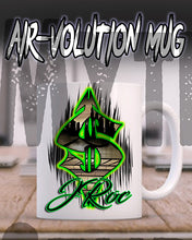 H012 Personalized Airbrushed Airbrush Money Symbol Ceramic Coffee Mug