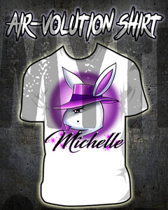 H016 Personalized Airbrushed Airbrush Girl Bunny Tee Shirt