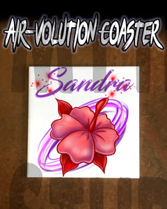 H019 Personalized Airbrushed Hibiscus Flower Ceramic Coaster