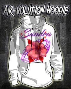 H019 Personalized Airbrushed Hibiscus Flower Hoodie Sweatshirt