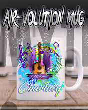H047 Personalized Airbrushed Guitar Music Notes Ceramic Coffee Mug