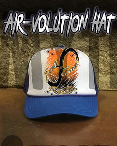 H048 Personalized Airbrushed Infinity Sign Snapback Trucker Hat