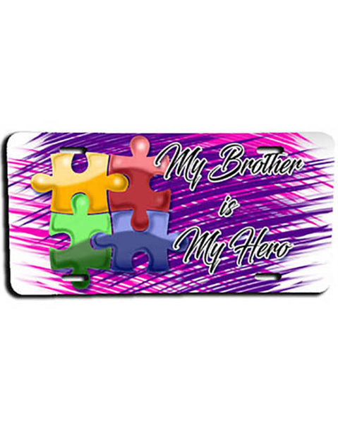 H051 Personalized Airbrushed Autism Logo License Plate Tag
