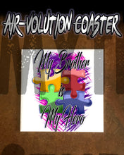 H051 Personalized Airbrushed Autism Logo Ceramic Coaster