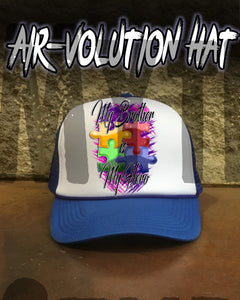 H051 Personalized Airbrushed Autism Logo Snapback Trucker Hat