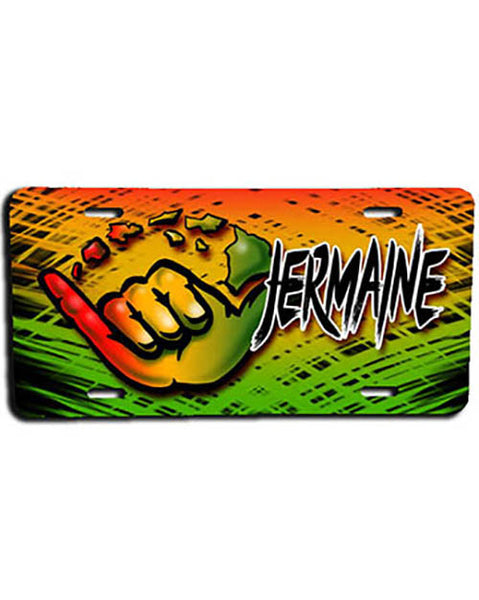 H053 Personalized Airbrushed Shaka Logo License Plate Tag