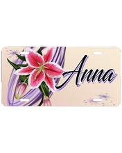 H055 Digitally Airbrush Painted Personalized Custom Flower    Auto License Plate Tag