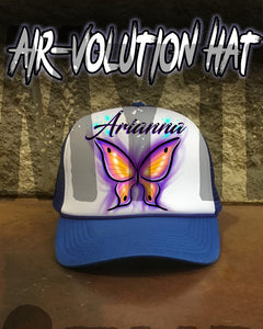 I002 Personalized Airbrush Butterfly Snapback Trucker Hat