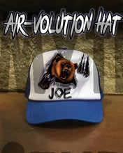 I006 Personalized Airbrush Angry Bear Snapback Trucker Hat