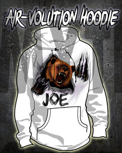 I006 Personalized Airbrush Angry Bear Hoodie Sweatshirt