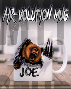 I006 Personalized Airbrush Angry Bear Ceramic Coffee Mug