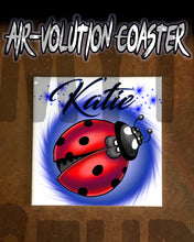 I007 Personalized Airbrush Ladybug Ceramic Coaster