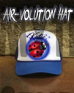 I007 Personalized Airbrush Ladybug Snapback Trucker Hat