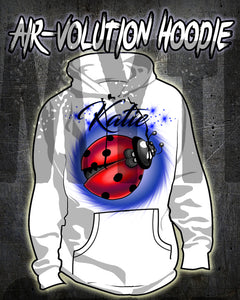 I007 Personalized Airbrush Ladybug Hoodie Sweatshirt