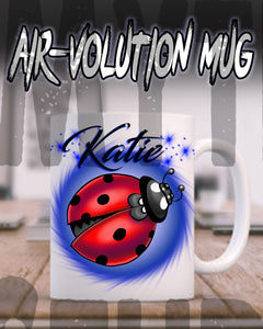 I007 Personalized Airbrush Ladybug Ceramic Coffee Mug