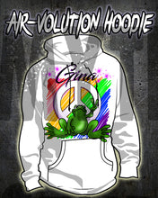 I009 Personalized Airbrush Peace Frog Hoodie Sweatshirt