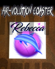 I010 Personalized Airbrush Dolphin Ceramic Coaster