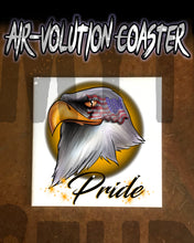I013 Personalized Airbrush American Flag Bald Eagle Ceramic Coaster