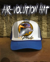 I013 Personalized Airbrush American Flag Bald Eagle Snapback Trucker Hat