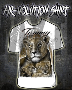 I014 Personalized Airbrush Tiger and cub Tee Shirt