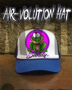 I015 Personalized Airbrush Frog Snapback Trucker Hat