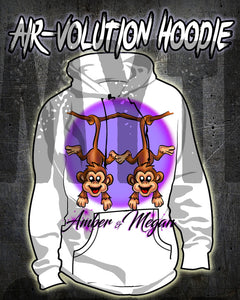 I023 Personalized Airbrush Best Friend Monkeys Hoodie Sweatshirt