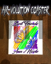 I024 Personalized Airbrush Best Friend Butterflies Ceramic Coaster