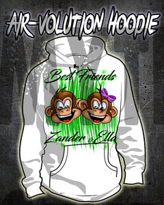 I027 Personalized Airbrush Monkeys Hoodie Sweatshirt