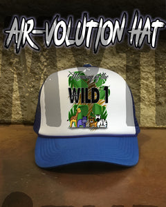 I031 Personalized Airbrush Safari Animals Snapback Trucker Hat