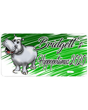 I037 Digitally Airbrush Painted Personalized Custom Hippo Cartoon    Auto License Plate Tag