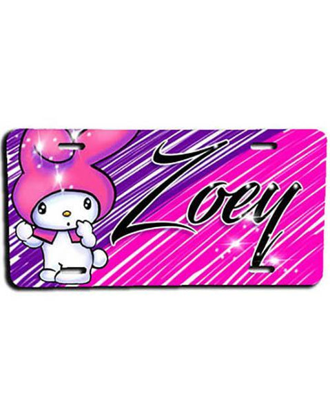LB005 Personalized Airbrush Cartoon Rabbit License Plate Tag Design Yours