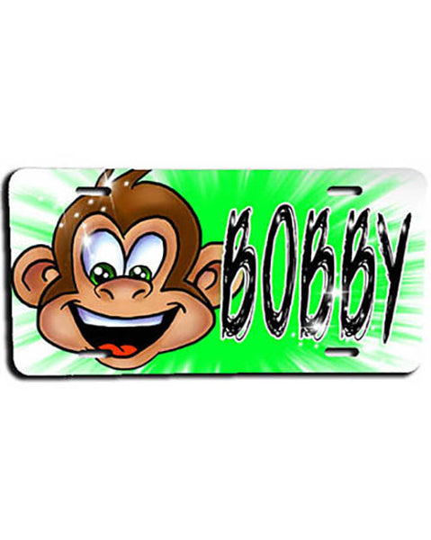 LB008 Personalized Airbrush Monkey License Plate Tag