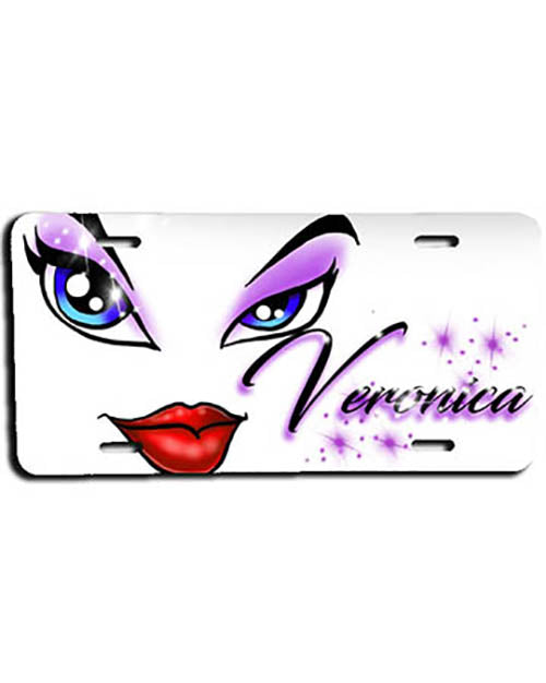 LB012 Personalized Airbrush Brat Diva Eyes and Lips License Plate Tag