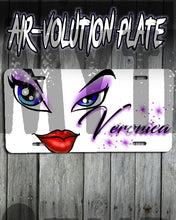 LB012 Personalized Airbrush Brat Diva Eyes and Lips License Plate Tag