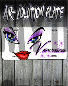 LB012 Personalized Airbrush Brat Diva Eyes and Lips License Plate Tag