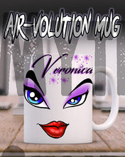 LB012 Personalized Airbrush Brat Diva Eyes and Lips Ceramic Coffee Mug