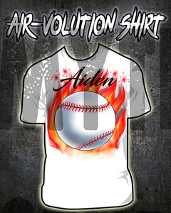 LG001 custom personalized airbrush Baseball Fire party MLB Tee Shirt