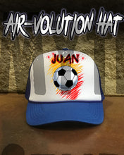 LG003 Personalized Airbrushed Soccer Ball Snapback Trucker Hat