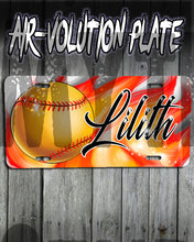 LG004 Personalized Airbrushed Softball License Plate Tag