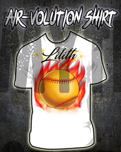 LG004 custom personalized airbrush Softball Fire bat Tee Shirt