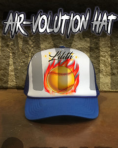 LG004 Personalized Airbrushed Softball Snapback Trucker Hat