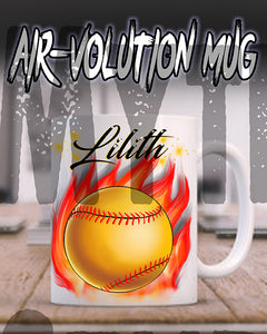 LG004 Personalized Airbrushed Softball Ceramic Coffee Mug