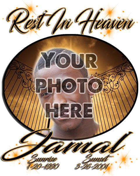 PT003 Photo Picture on airbrushed personalized custom name Heavens gate RIP clouds customized colors Printed choose own writing  Drawstring Backpack