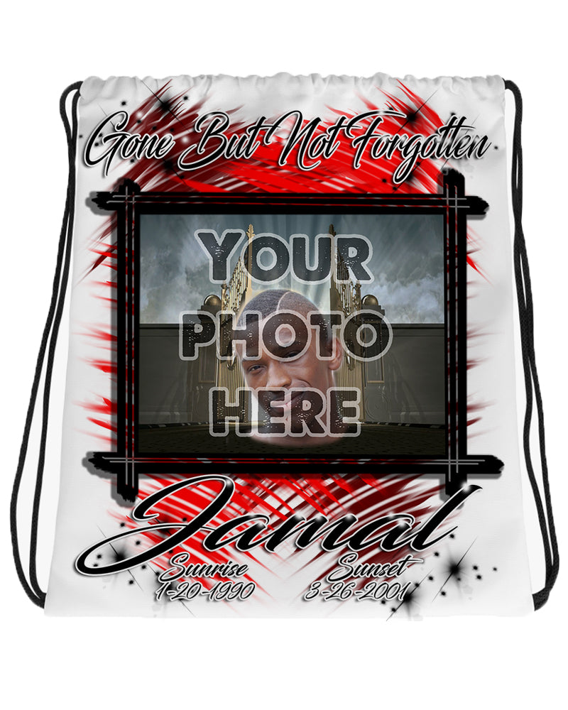 PT005 Photo Picture on hat tag airbrushed personalized custom name Heavens gate RIP clouds customized colors Printed choose own writing  Drawstring Backpack