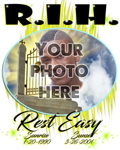 PT007 Photo Picture on airbrushed personalized custom name Heavens gate RIP clouds customized colors Printed choose own writing  Drawstring Backpack