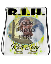 PT007 Photo Picture on airbrushed personalized custom name Heavens gate RIP clouds customized colors Printed choose own writing  Drawstring Backpack